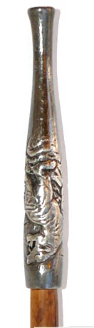 japanese silver smoking pipe, detail. Meiji period
