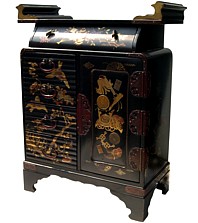 japanese antique wooden cabinet hand-painted and gilded, Meiji period