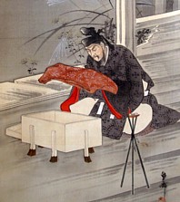 japanese antique painting on scroll by HOSAI, before 1912