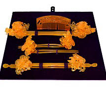 japanese bridal hair adornmet set with comb and 5 hair-pins