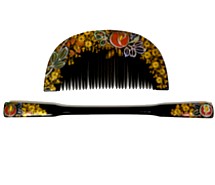 Japanese traditional hair adornment set: hand painted comb and pull-apart pin