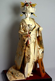 Japanese traditional bride doll in wedding kimono, 1970's