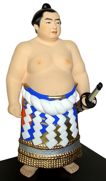 Sumo Wrestler with katana sword, Japanese Hakata Figurine