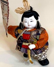 japanese antique kimekomi doll of a young samurai warrior lord
