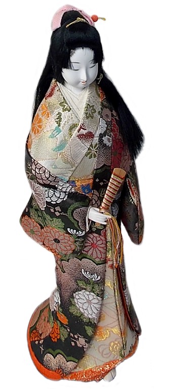 japanese traditional  doll of a long hair beauty