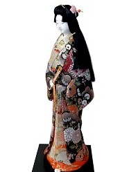 japanese traditional kimekomi doll of a Long-Hair Beauty