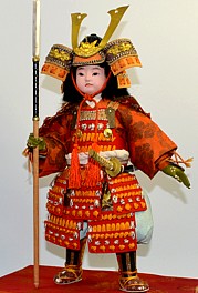 japanese antique Young Samurai Warrior Doll, 1930's. 