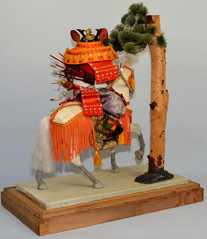 Japanese antique samurai horseman doll, 1920's