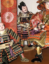 Japanese antique dolls of samurai warrior, 1930's