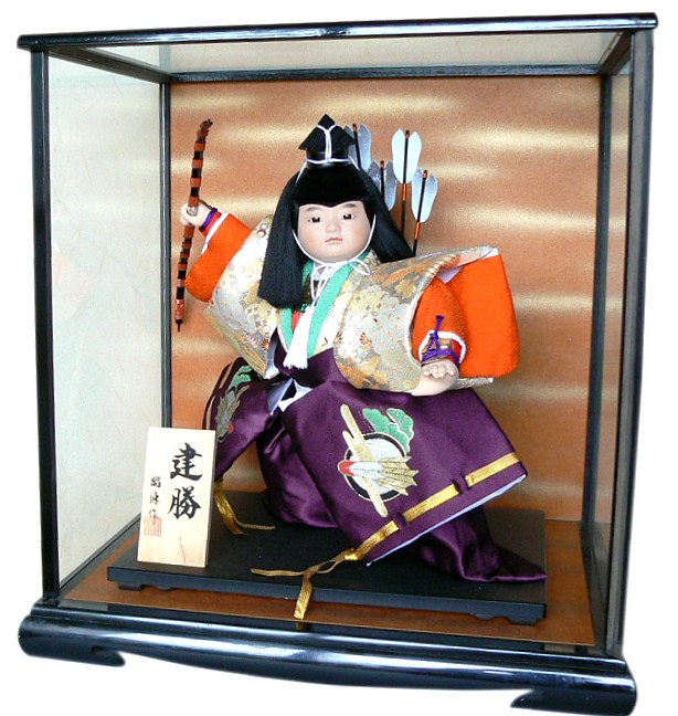 japanese traditional doll in glass display box