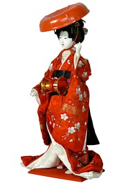 japanese antique doll of Maiko with rdum