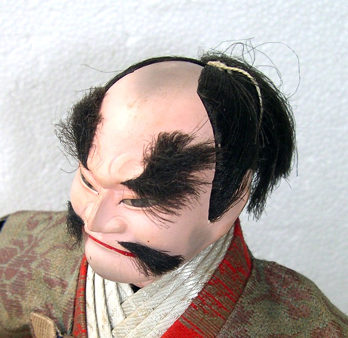 samurai warrior, japanese antique doll of Meiji era