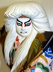 Japanese Kabuki Theatre Character as White Lion, clay doll