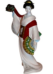 lady dancing with mask, Hakata figurine
