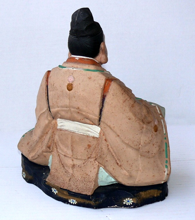 Ebisu, Japanese Deity of Good Fortune, Japanese antique Hakata figurine