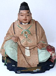 japanese hakata doll of a sitting Ebisu, one of the Seven Lucky Gods