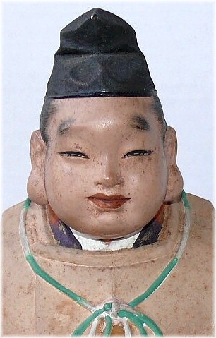 Ebisu, Japanese Deity of Good Fortune, Japanese antique Hakata figurine