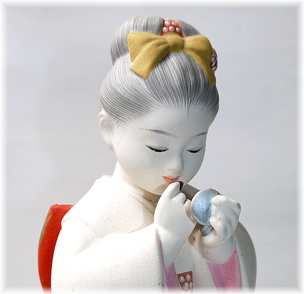 japanese hakata doll of a girl in kimono, 1960's