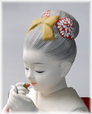japanese hakata doll of a girl in kimono, 1960's