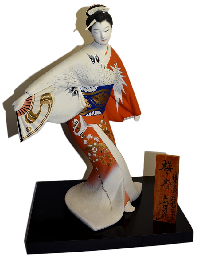 japanese dancing lady Hakata ceramic figurine, vintage