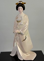 japanese hakata clay figurine of a bride in wedding kimono