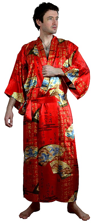 Japanese  pure silk kimono gown for man , made in Japan