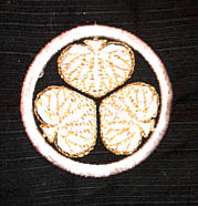 embroidered samurai crest on kimono