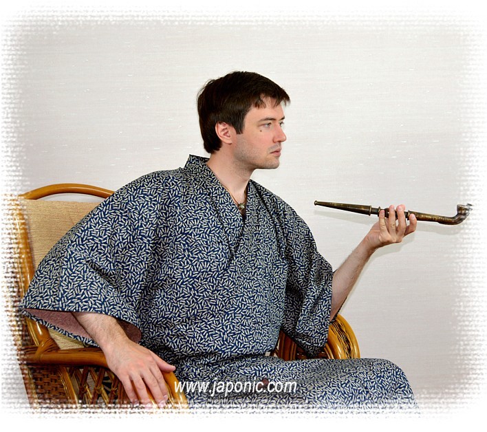 japanese man's cotton kimono SANZOKU