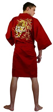 japanese man's cotton embroidered short kimono Tiger