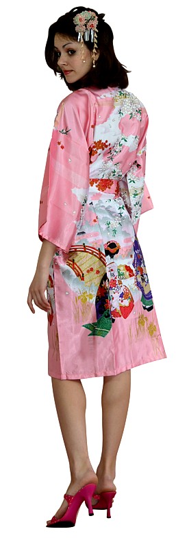 japanese modern  kimono robe made in Japan, silky polyester
