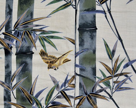 japanese kimono Bamboo and Birds design 