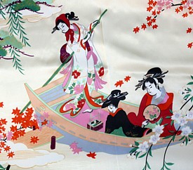 japanese modern silk kimono detail of fabric