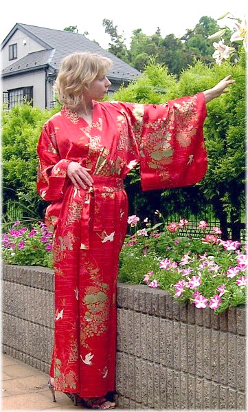 Japanese fine silk kimono robe