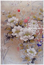 Japanese silk kimono fabric, ivory color