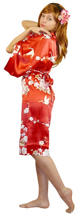 Japanes silk kimono robe, made in Japan