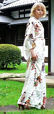 japanese woman's silk  kimono modern