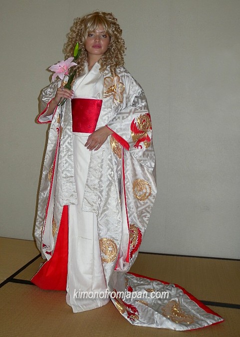 japanese wedding kimono and pre-tied obi belt