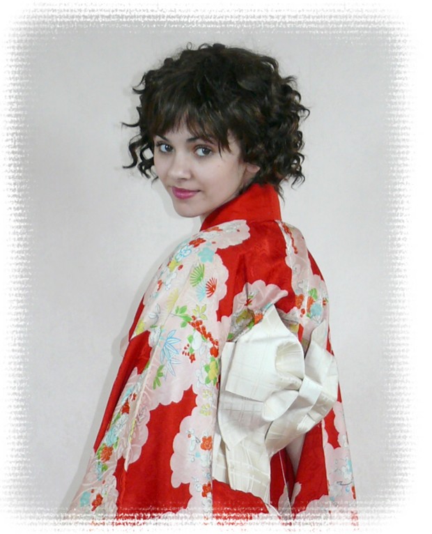 japanese traditional outfit: kimono and pre-tied obi belt