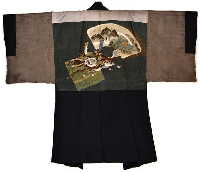 japanese man's traditional formal silk haori inside, 1930's