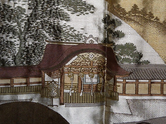 japanese traditional man's black silk kimono jacket, detail of linng