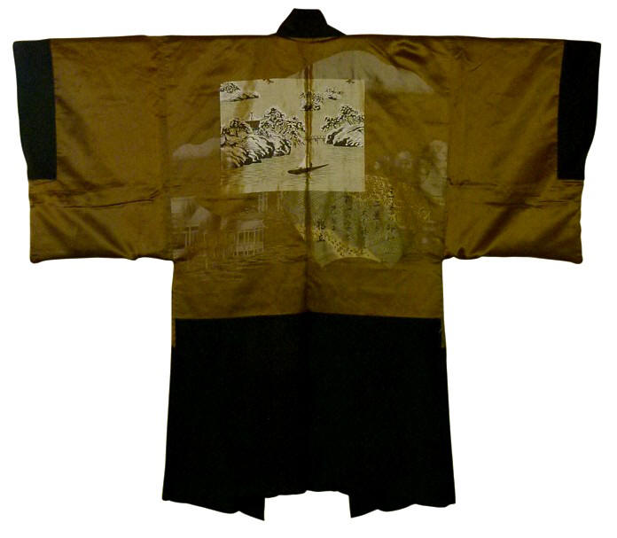 japanese man's haori garment, silk, antique