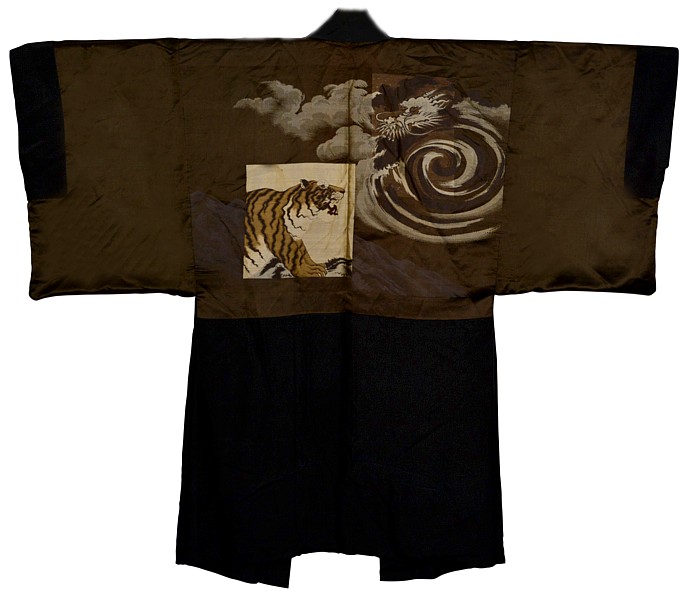 japanese traditional silk haori jacket with jacquard linin