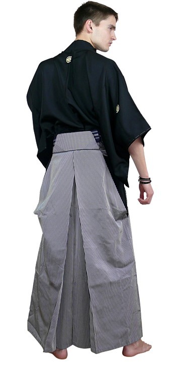 japanese vintage silk hakama and black kimono