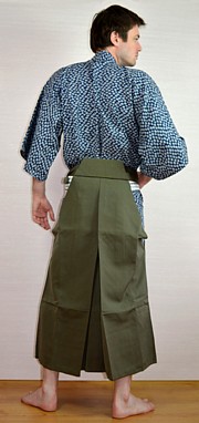 japanese man's traditional silk hakama pants, 1980's