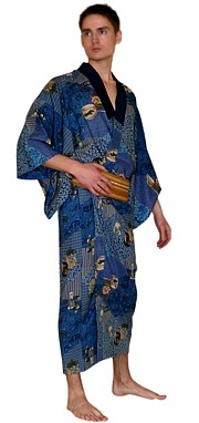 japanese traditional blue kimono