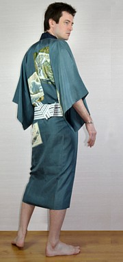 japanese man's traditional silk kimono with silk lining