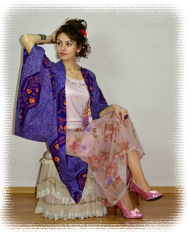japanese woman's silk haori jacket, vintage