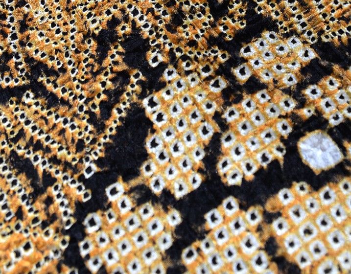 japanese silk haori: detail of design in tie-dyeing technique