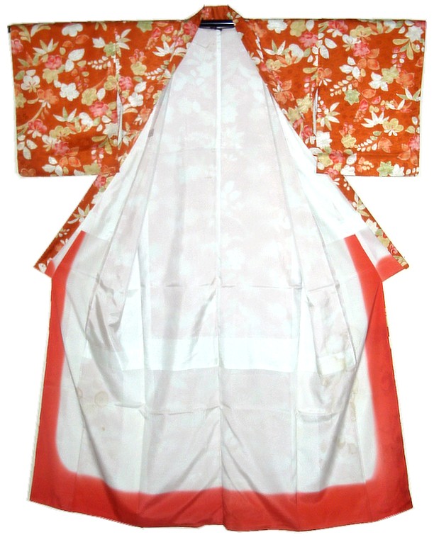 japanese kimono with floral motif, 1960's