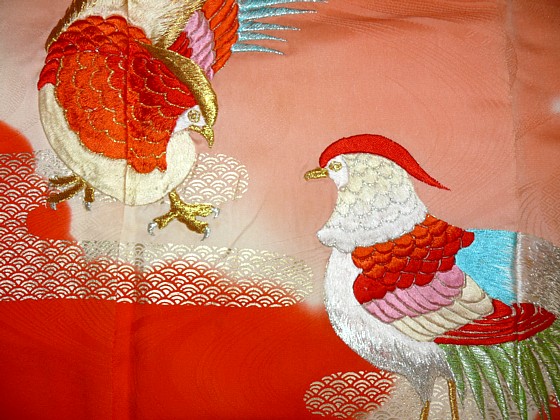 japanese kimono. detail of embroidery
